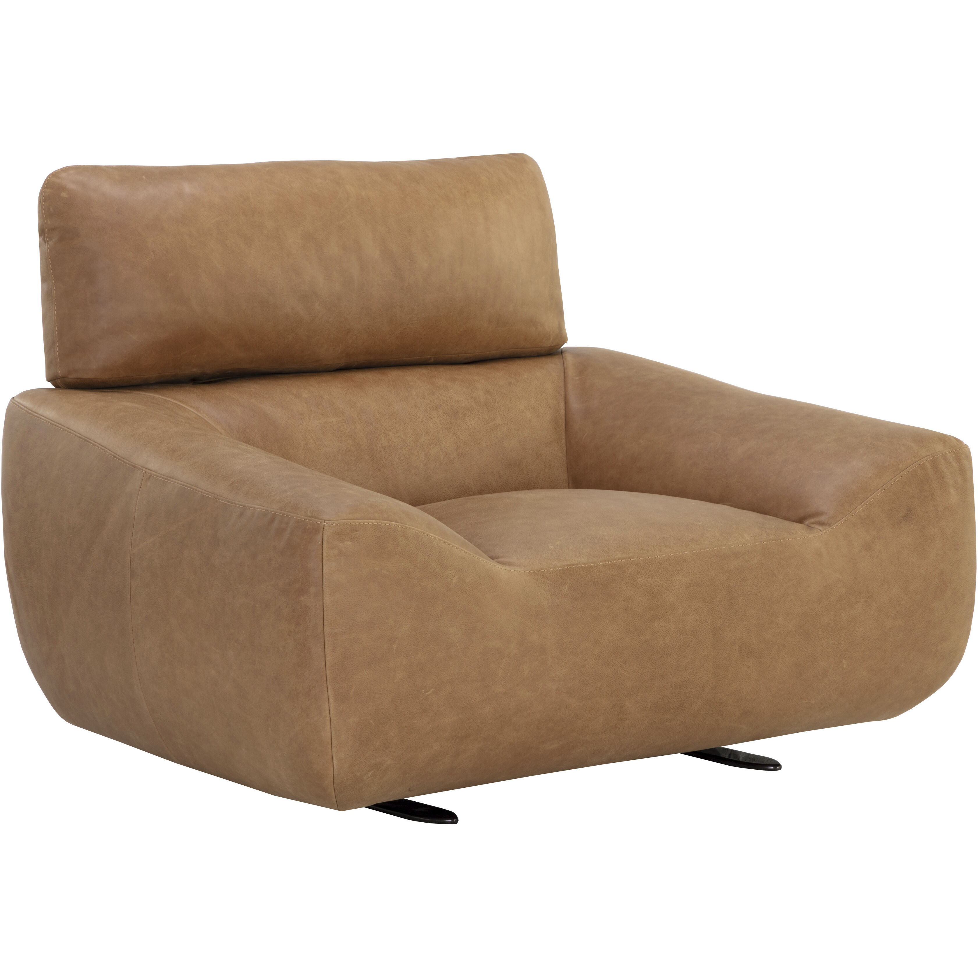 Paget Camel Leather Glider Lounge Chair